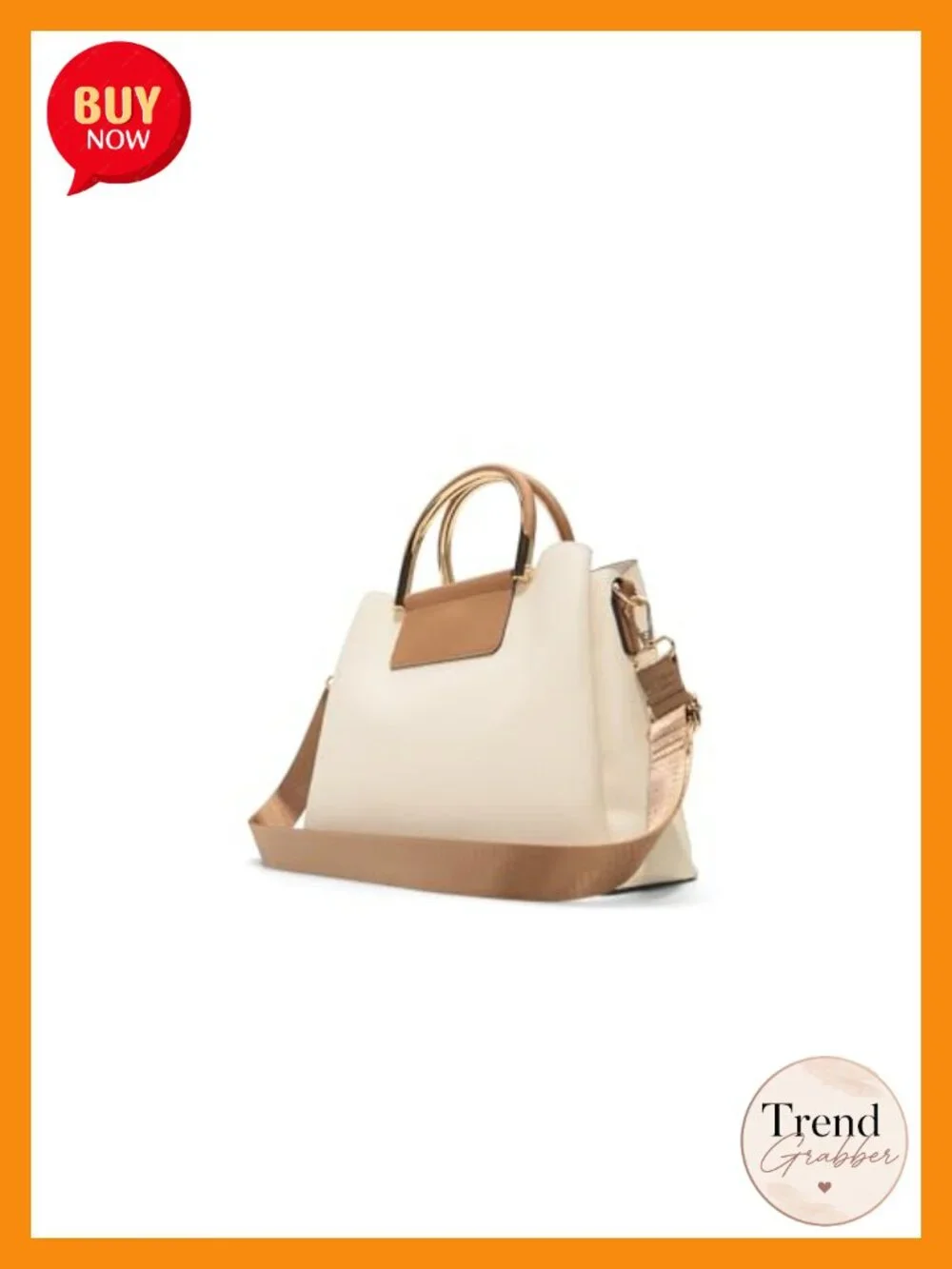 Synthetic Satchel Handbag with 3 Compartments Adjustable Strap